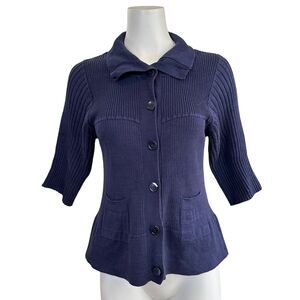 Philosophy Di Alberta Ferretti Cardigan Sweater Navy 8 US / 44 IT